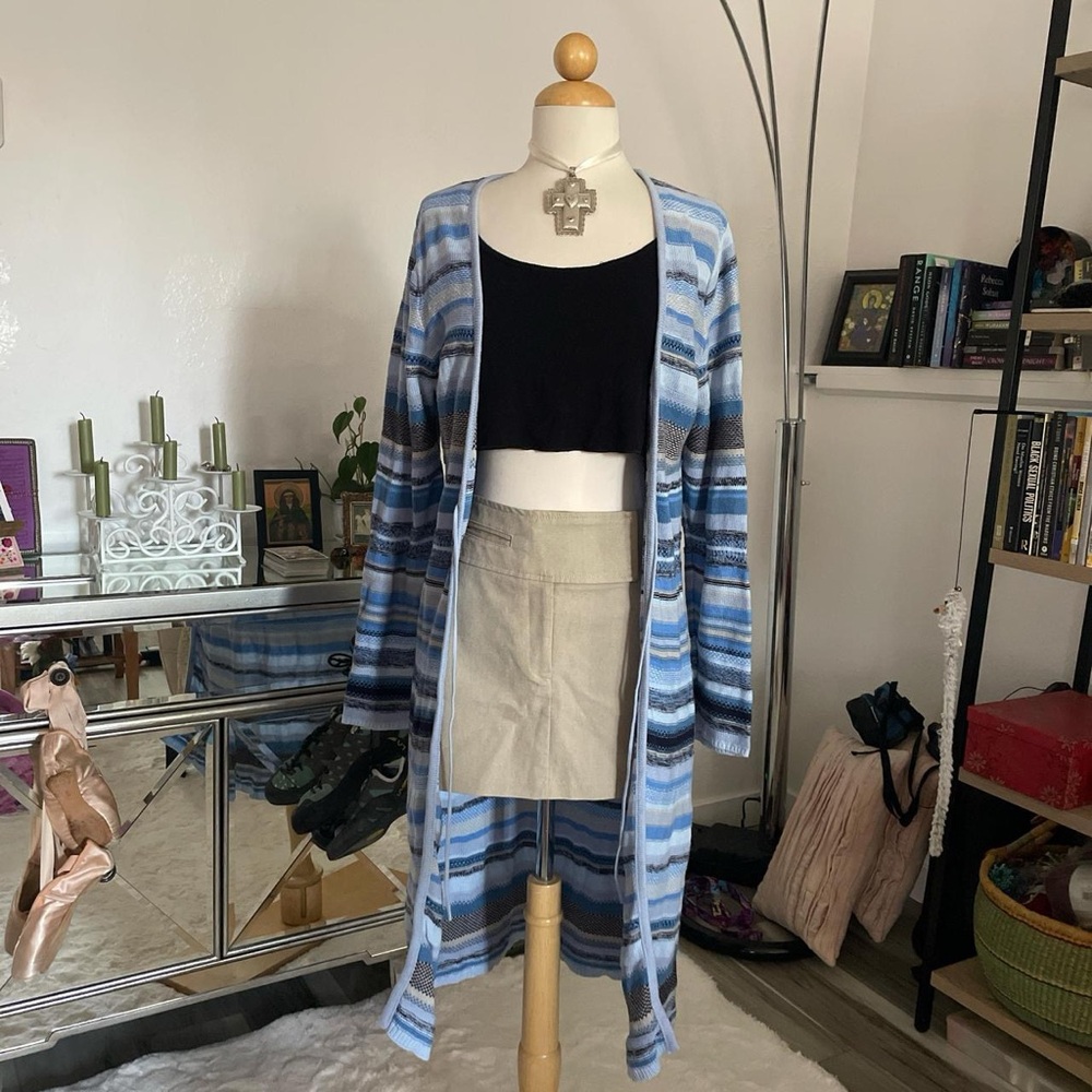 Cotton Striped Blue and Brown cardigan